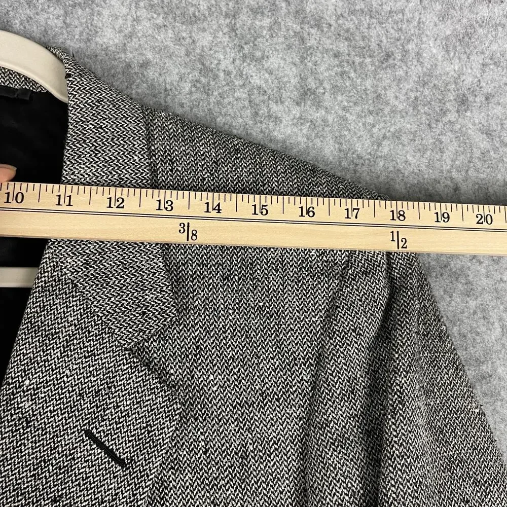 Hickey Freeman Silk Blazer Sport Coat Mens 42L Gray‎ Tweed Herringbone Boardroom